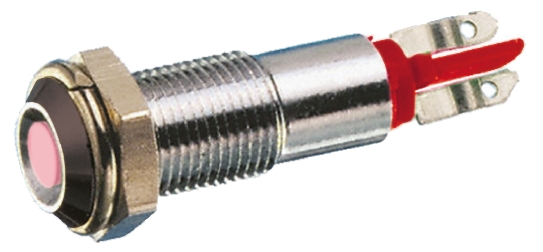 Signal Construct Red Indicator, 24V, 8mm Mounting Hole Size, Solder Tab Termination