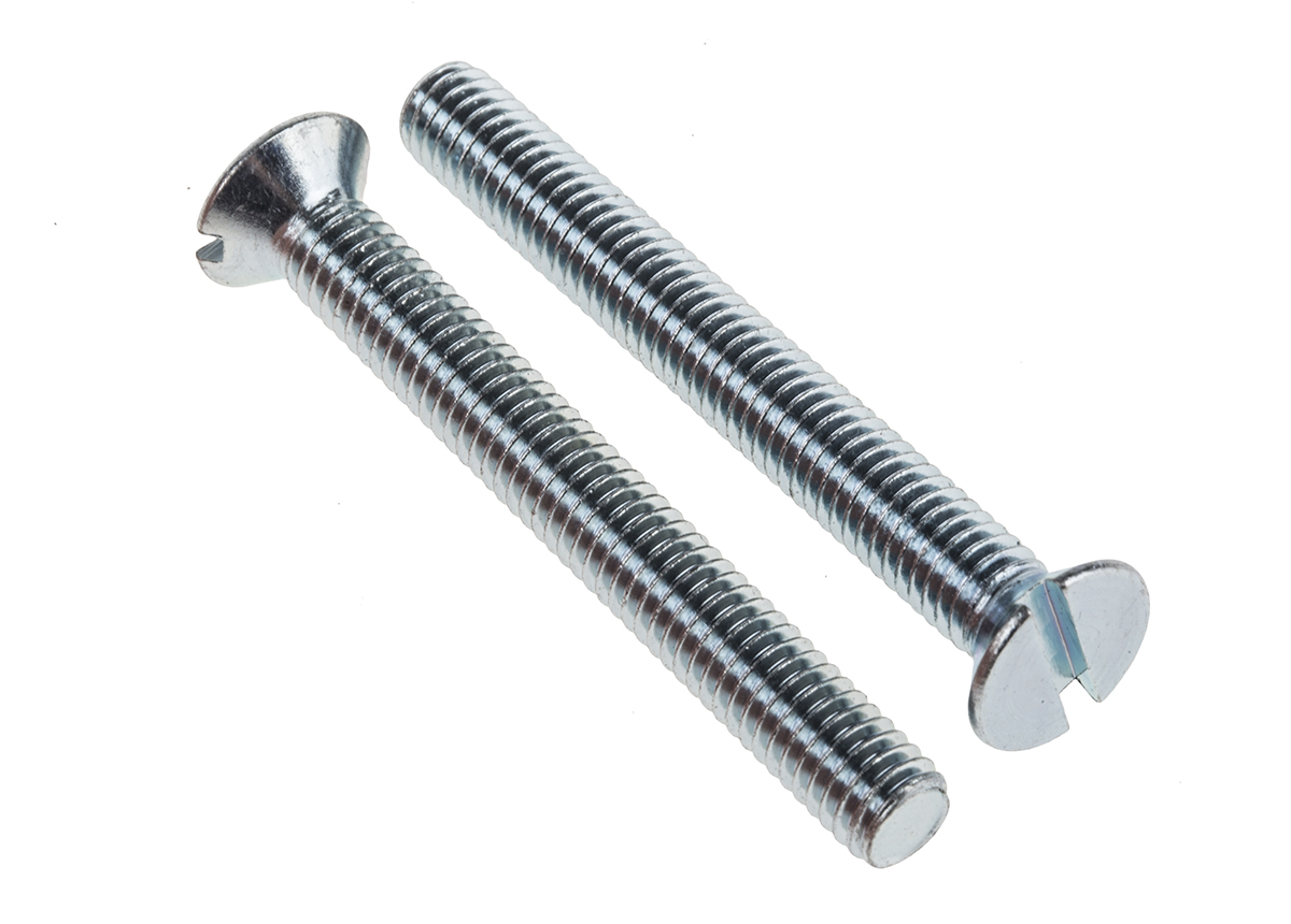 RS PRO Slot M6 Countersunk Steel Machine Screws DIN 963 x 50.0mm