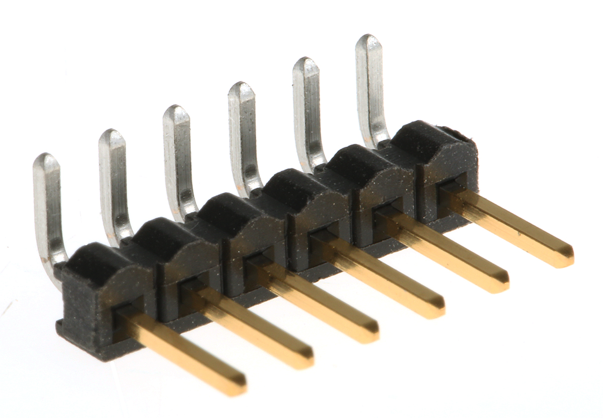 Samtec TSW Series Right Angle Through Hole Pin Header, 6 Contact(s), 2.54 mm Pitch, 1 Row, Unshrouded