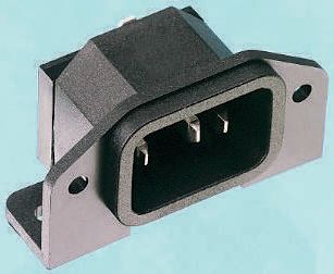 Bulgin C14 Right Angle Panel Mount, PCB Mount IEC Connector Male, 10A, 250 V