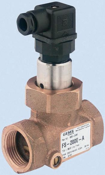Gems Sensors FS-200E-A Series Shuttle Flow Sensor for Liquid, 7.5 L/min Min, 30 L/min Max