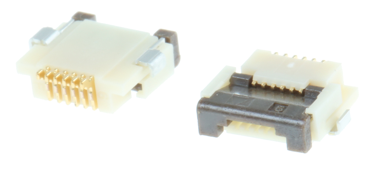 Hirose, FH12 0.5mm Pitch 6 Way Right Angle Female FPC Connector, ZIF Bottom Contact