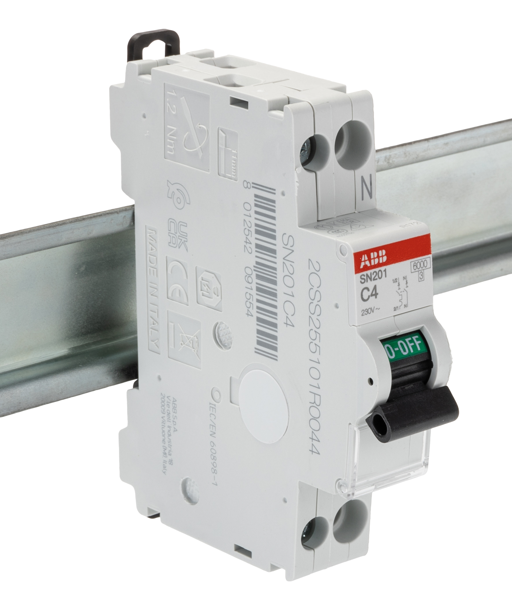 ABB SN201 MCB, 1P, 4A Curve C, 230V AC, 10 kA Breaking Capacity