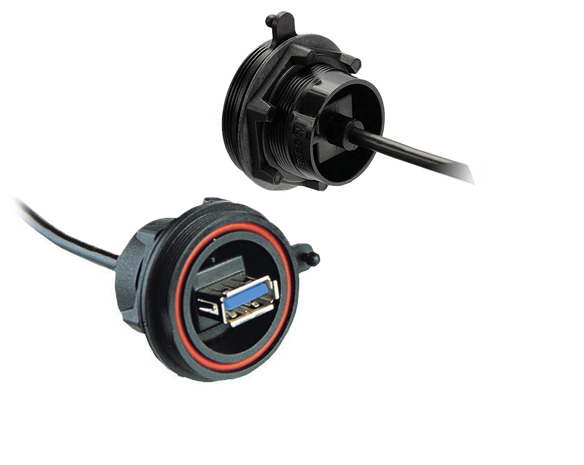 Bulgin Straight, Panel Mount, Socket- Single Port Type Type A 3 IP68 USB Connector