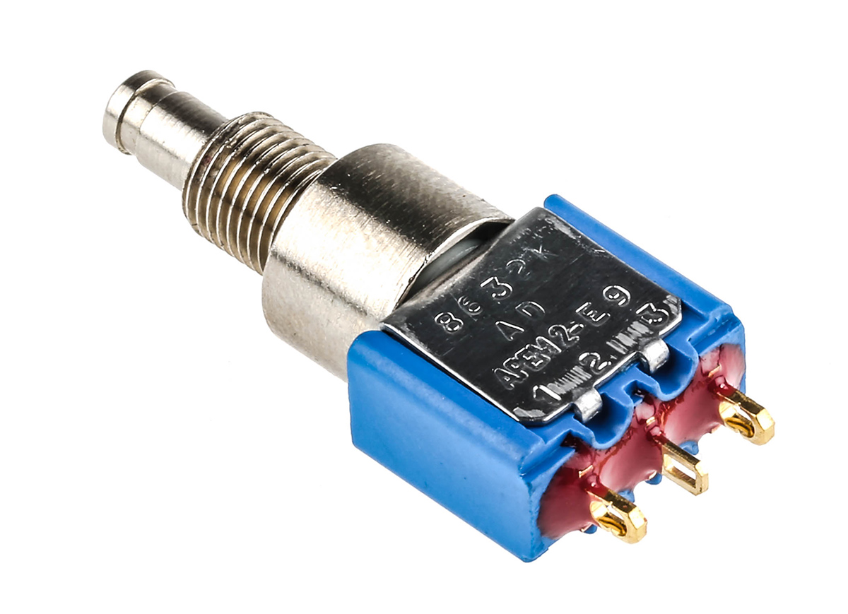 APEM Miniature Push Button Switch, Momentary, Panel Mount, 6.5mm Cutout, SPDT, 250V ac, IP65