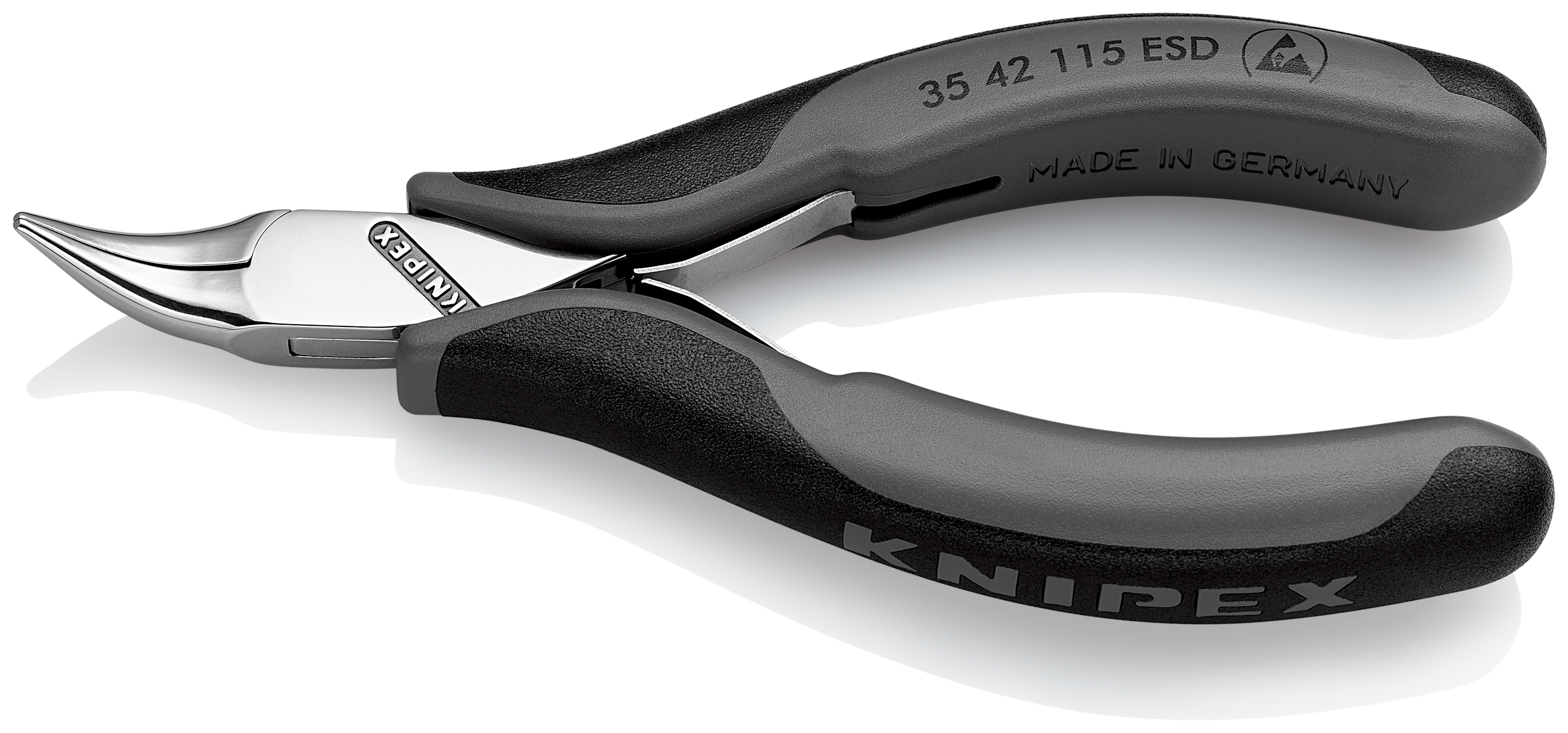 Knipex 35 42 Long Nose Pliers, 115 mm Overall, Flat, Straight Tip, 22,5mm Jaw, ESD