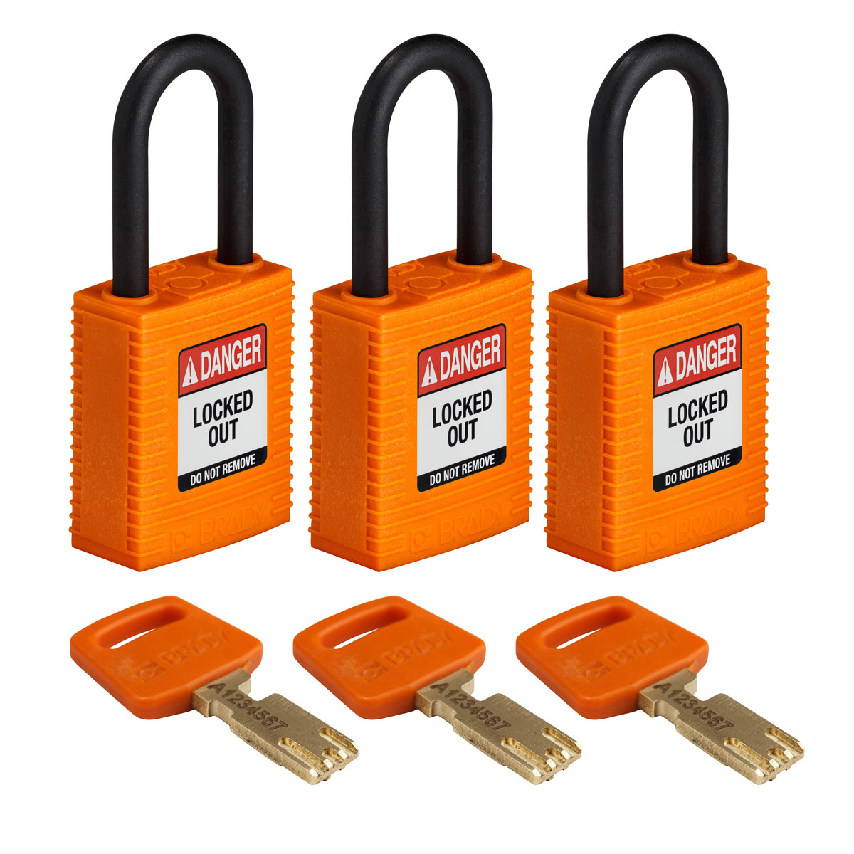 Brady LOTO-101 Key Weatherproof Nylon, Plastic Padlock, Keyed Alike, 6.35mm Shackle, 38.00mm Body