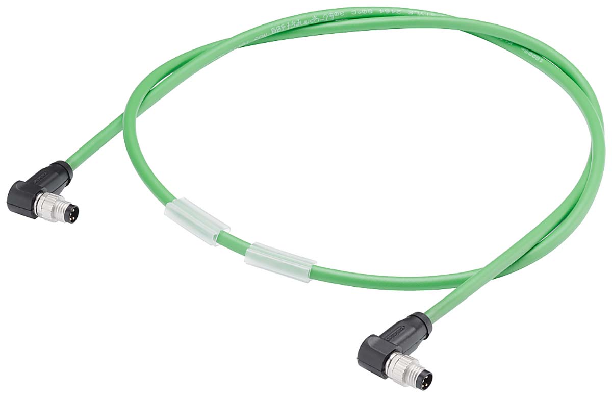 Siemens Male 4 way M8 to Male 4 way M8 Bus Cable, 300 mm
