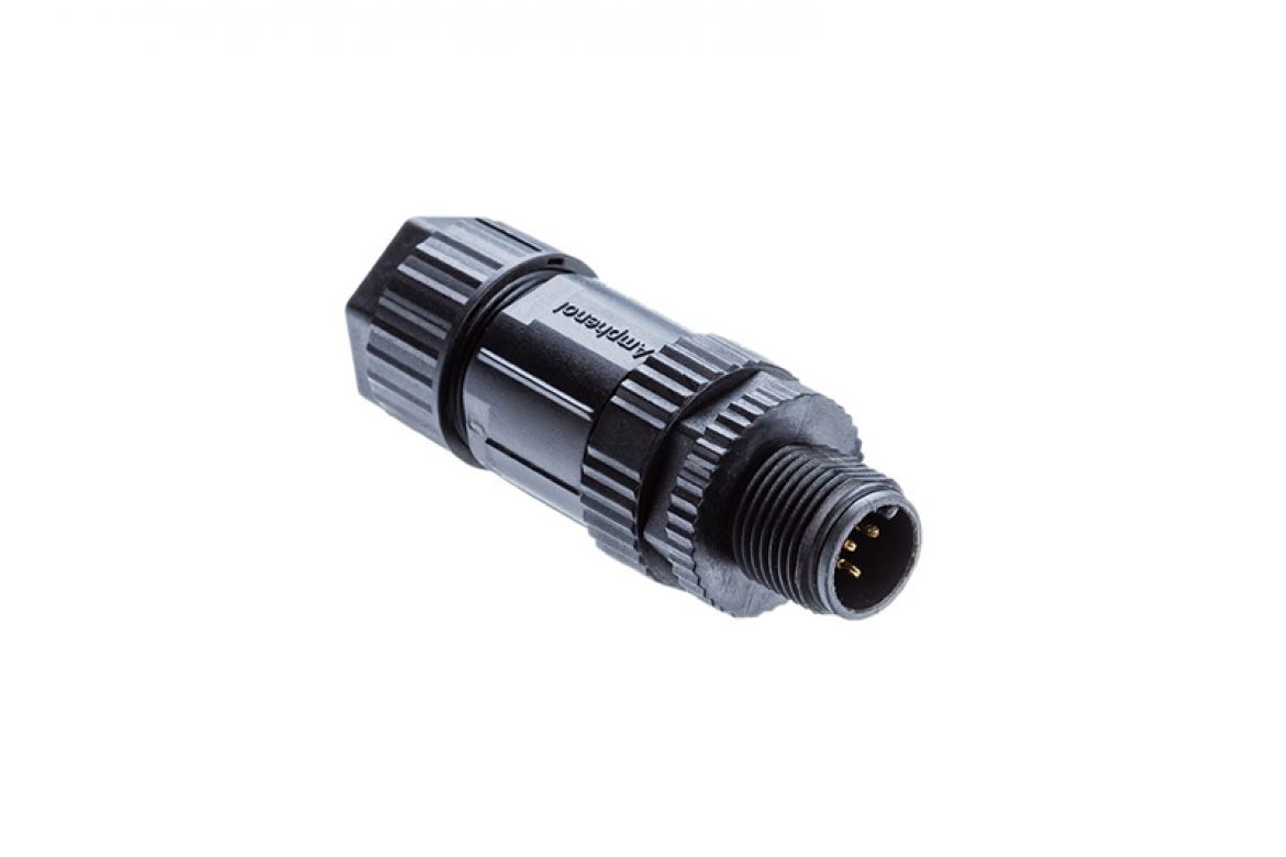 Amphenol Industrial Industrial Circular Connector, 3 Contacts, Threaded, M12 Connector, Plug, Male, IP68, M Series