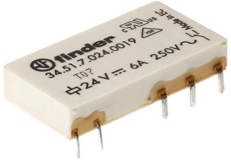 Finder PCB Mount Power Relay, 12V dc Coil, 6A Switching Current, SPDT