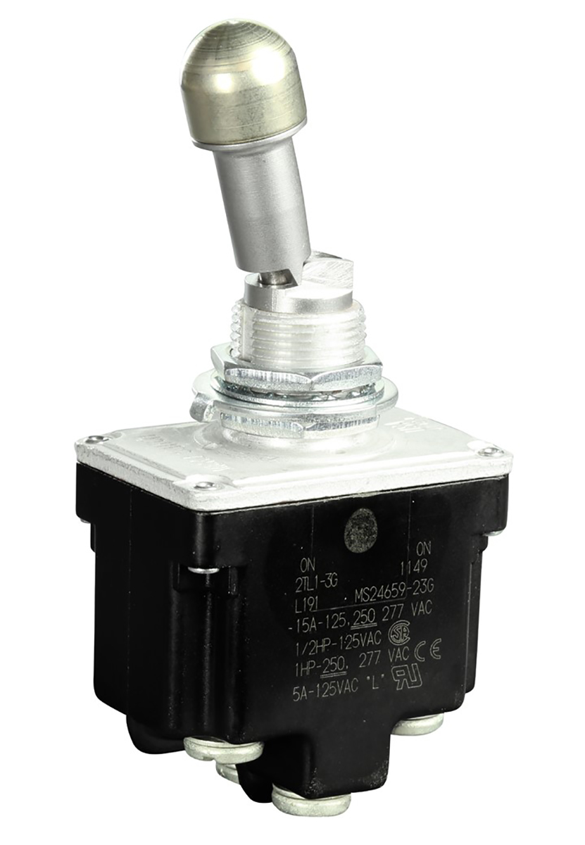 Honeywell Toggle Switch, Panel Mount, On-On, DPDT, Screw Terminal