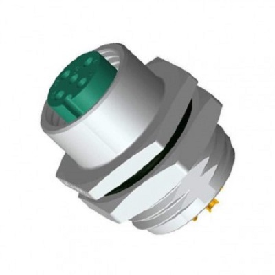 Amphenol Industrial Circular Connector, 4 Contacts, Panel, M12 Connector, Socket, Female, IP68, IP69K, M Series