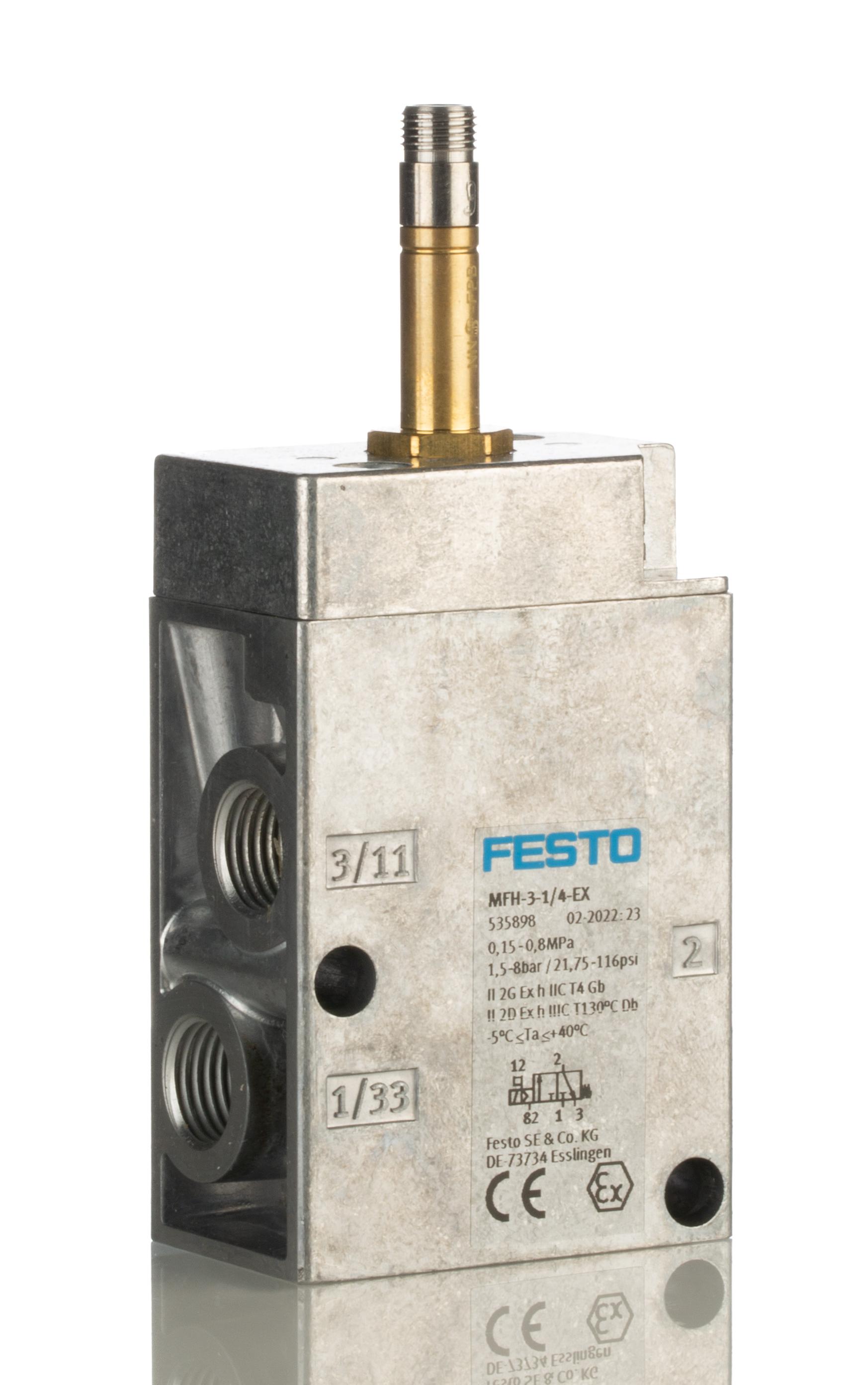 Festo 3/2 Closed, Monostable Solenoid Valve - Electrical G 1/4 MFH Series, 535898