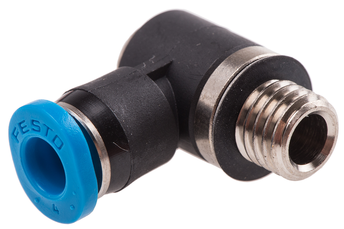 Festo QS Series Elbow Threaded Adaptor, M7 Male to Push In 4 mm, Threaded-to-Tube Connection Style, 130832