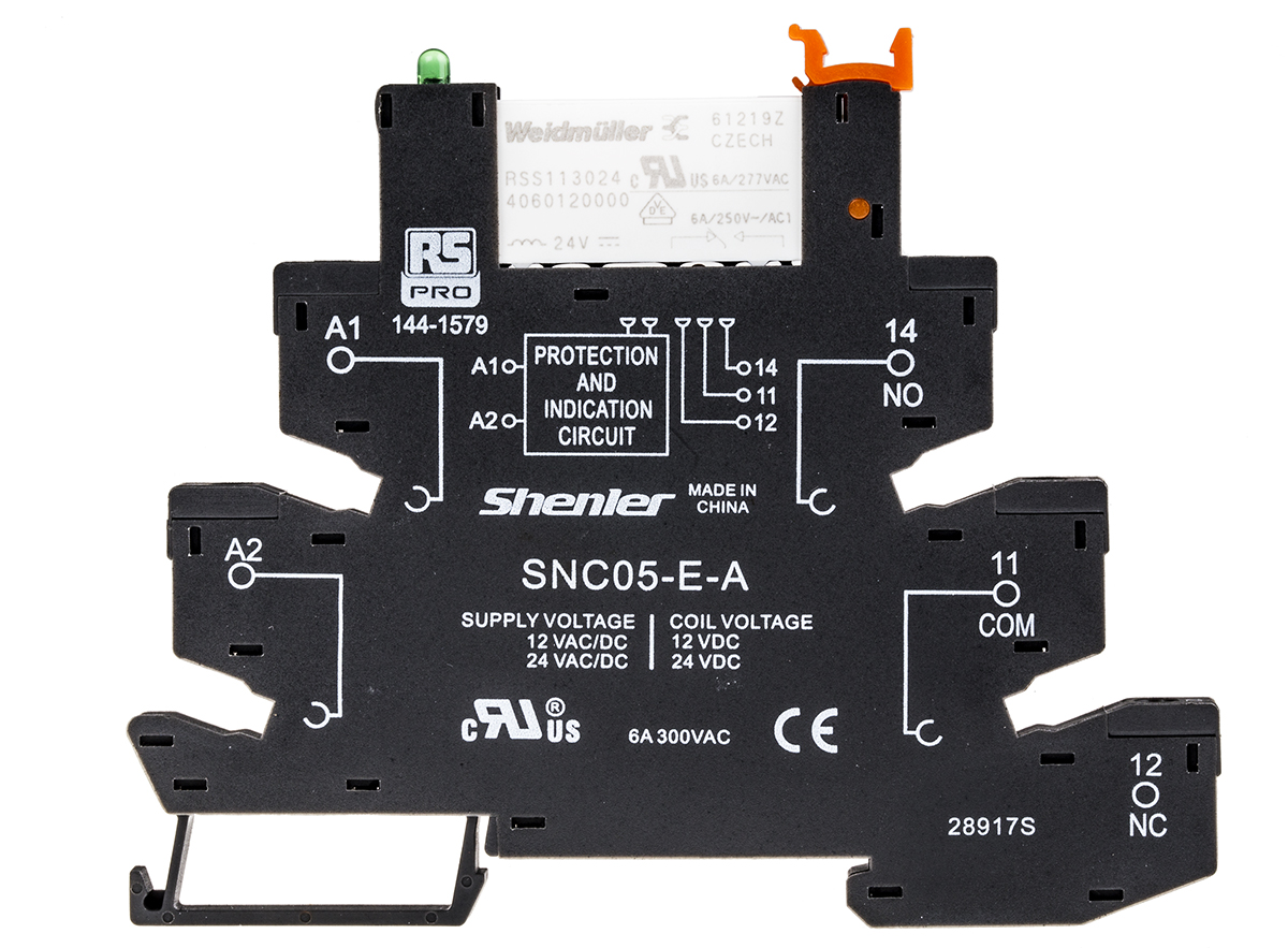 RS PRO Interface Relay, DIN Rail Mount, 24V ac/dc Coil, SPDT, 6A Load