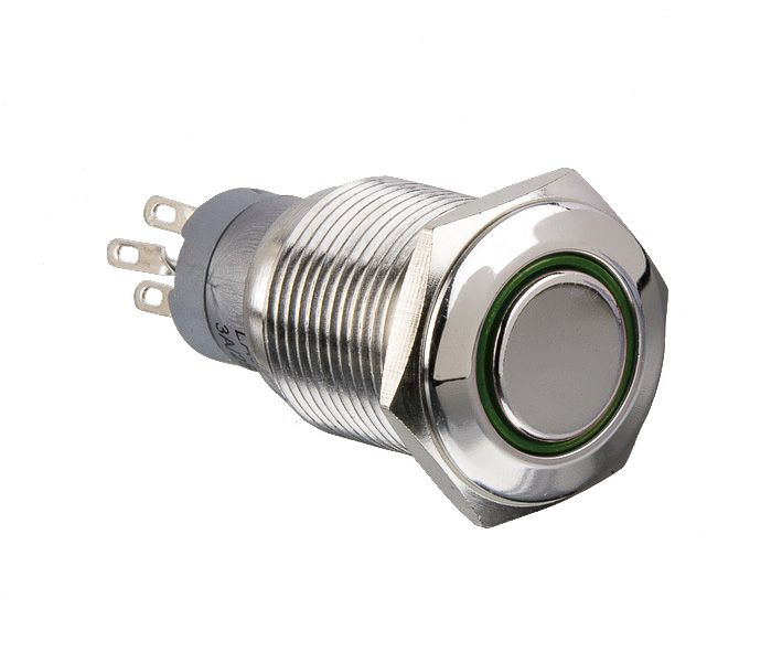 Arcolectric (Bulgin) Ltd Illuminated Push Button Switch, Latching, Panel Mount, 16.2mm Cutout, DPDT, Red LED, 250V ac,