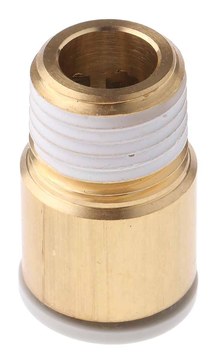 SMC KQ2 Series Straight Threaded Adaptor, R 1/4 Male to Push In 10 mm, Threaded-to-Tube Connection Style