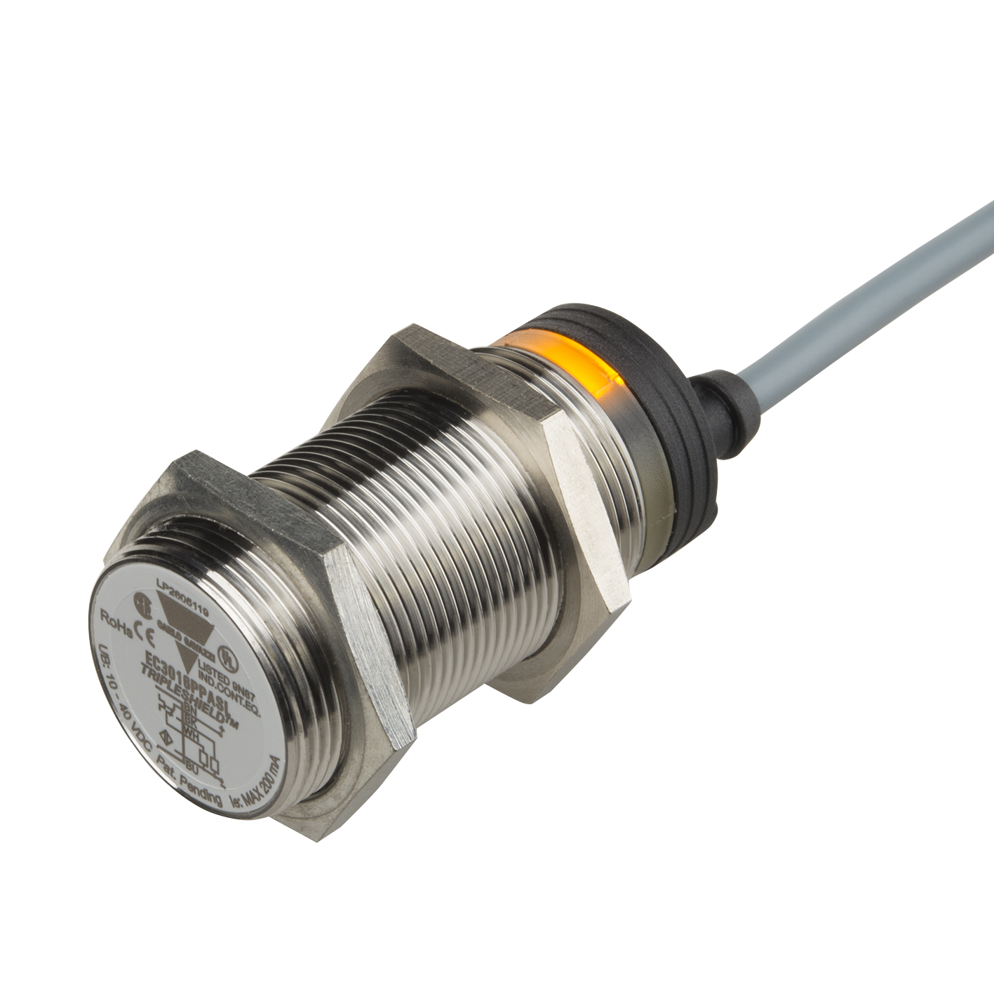 Carlo Gavazzi Capacitive Threaded Barrel Proximity Sensor, M30, 16 mm Detection, 2-Wire NO+NC, 20 → 250 V ac