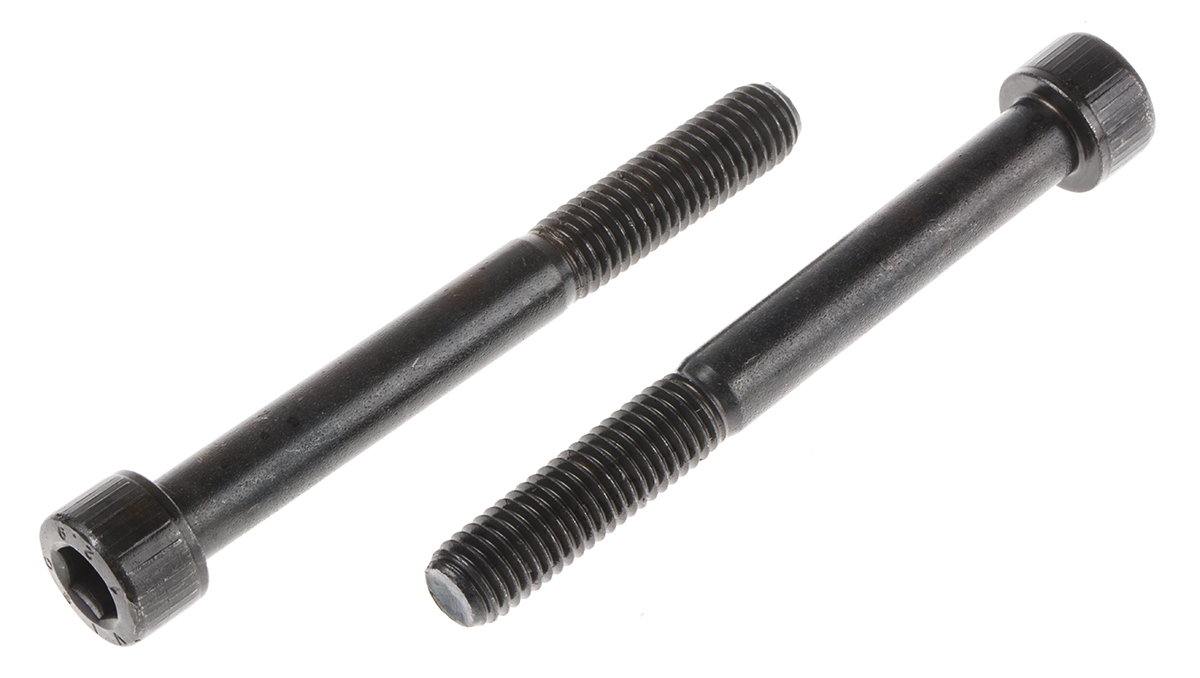 RS PRO Black, Self-Colour Steel Hex Socket Cap Screw, DIN 912, M10 x 90mm