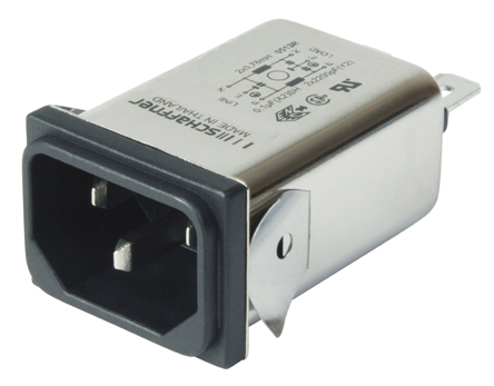 Schaffner 15A, 250 V ac Male Snap-In IEC Inlet Filter FN9222S-15-06, Faston None Fuse