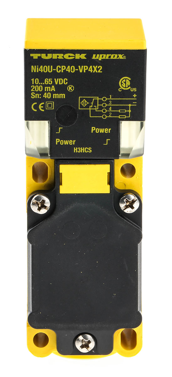 Turck Inductive Block Proximity Sensor, 40 mm Detection, PNP NO+NC, 10 → 65 V dc