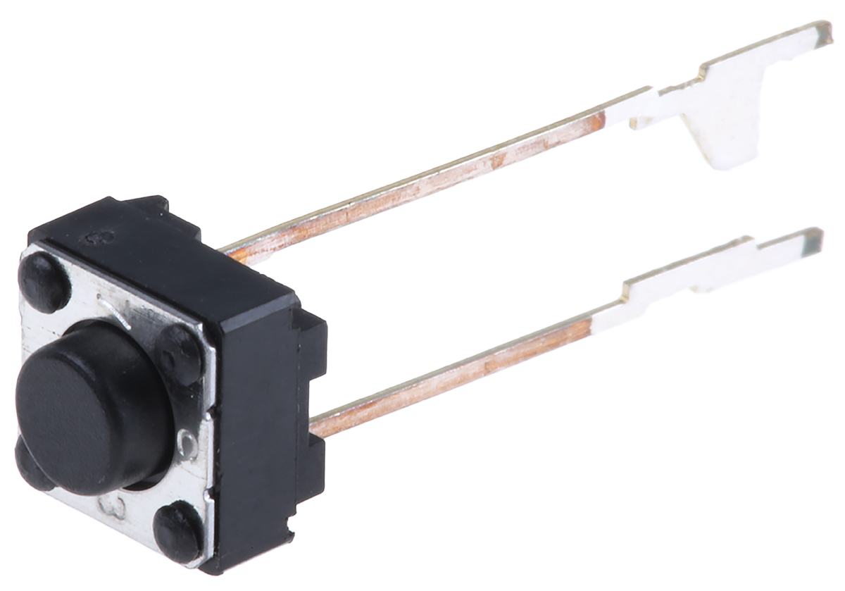 Omron Black Plunger Tactile Switch, SPST 50 mA @ 24 V dc 1.6mm Through Hole