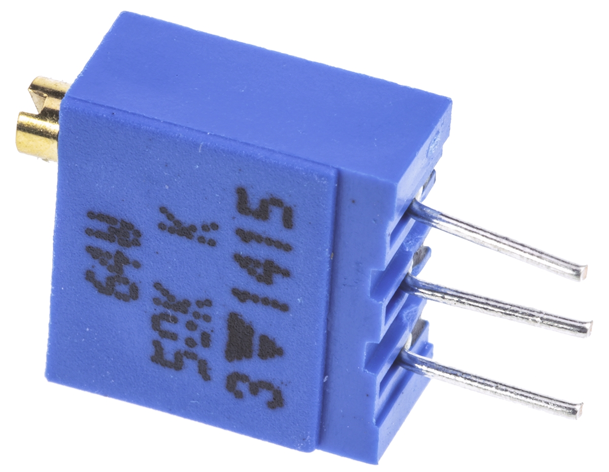 Vishay 64W Series 19 (Electrical), 22 (Mechanical)-Turn Through Hole Trimmer Resistor with Pin Terminations, 50kΩ ±10%