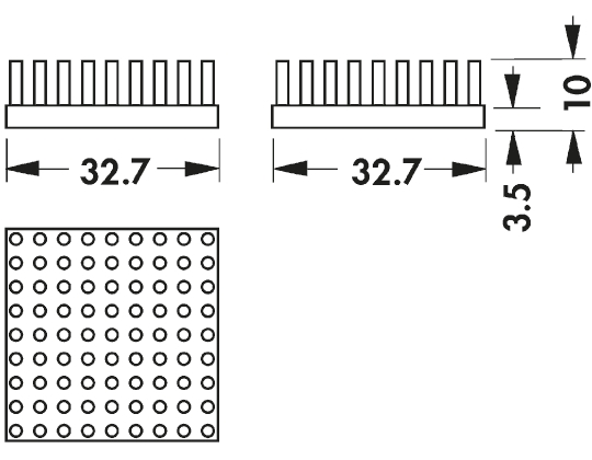 Fischer Elektronik Heatsink, Universal Square Alu, 5.4K/W, 32.7 x 32.7 x 10mm, Adhesive Foil, Conductive Foil