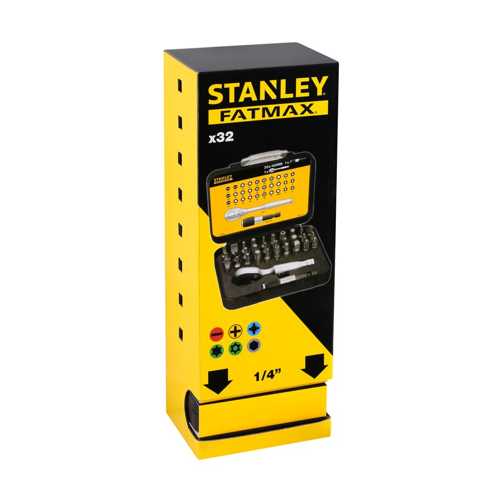 Stanley Magnetic Bit Holder 32 Pieces, Hex, Phillips, Pozidriv, Slotted, Tamperproof Torx, Torx