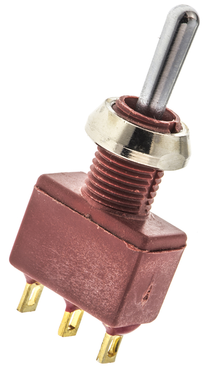 C & K Toggle Switch, Panel Mount, On-Off-On, SPDT, Solder Terminal