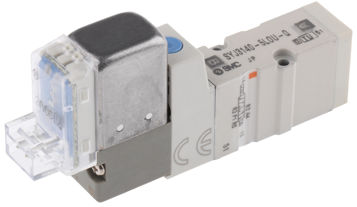 SMC 5/2 Pneumatic Control Valve - Solenoid/Pilot SYJ3000 Series 24V dc