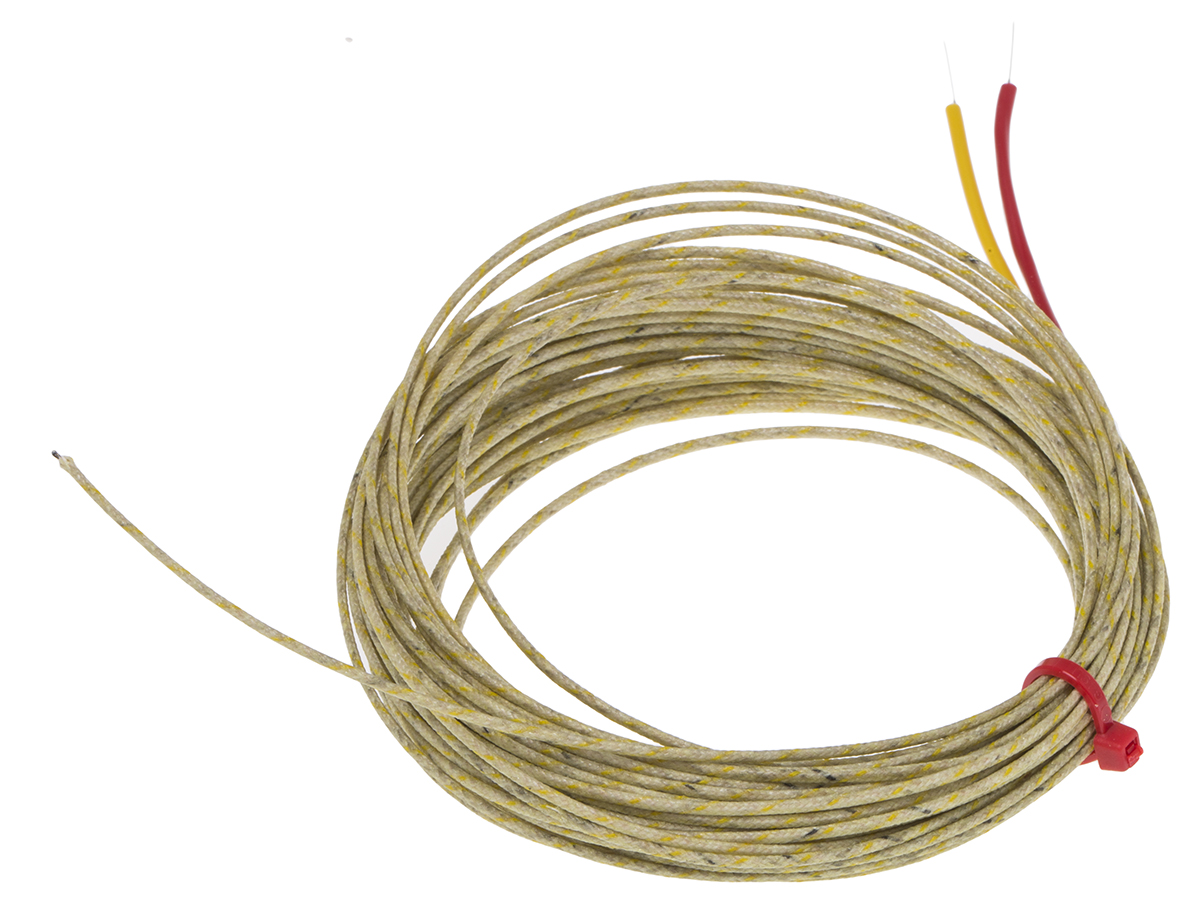 RS PRO Type K Exposed Junction Thermocouple 10m Length, 1/0.3mm Diameter → +350°C