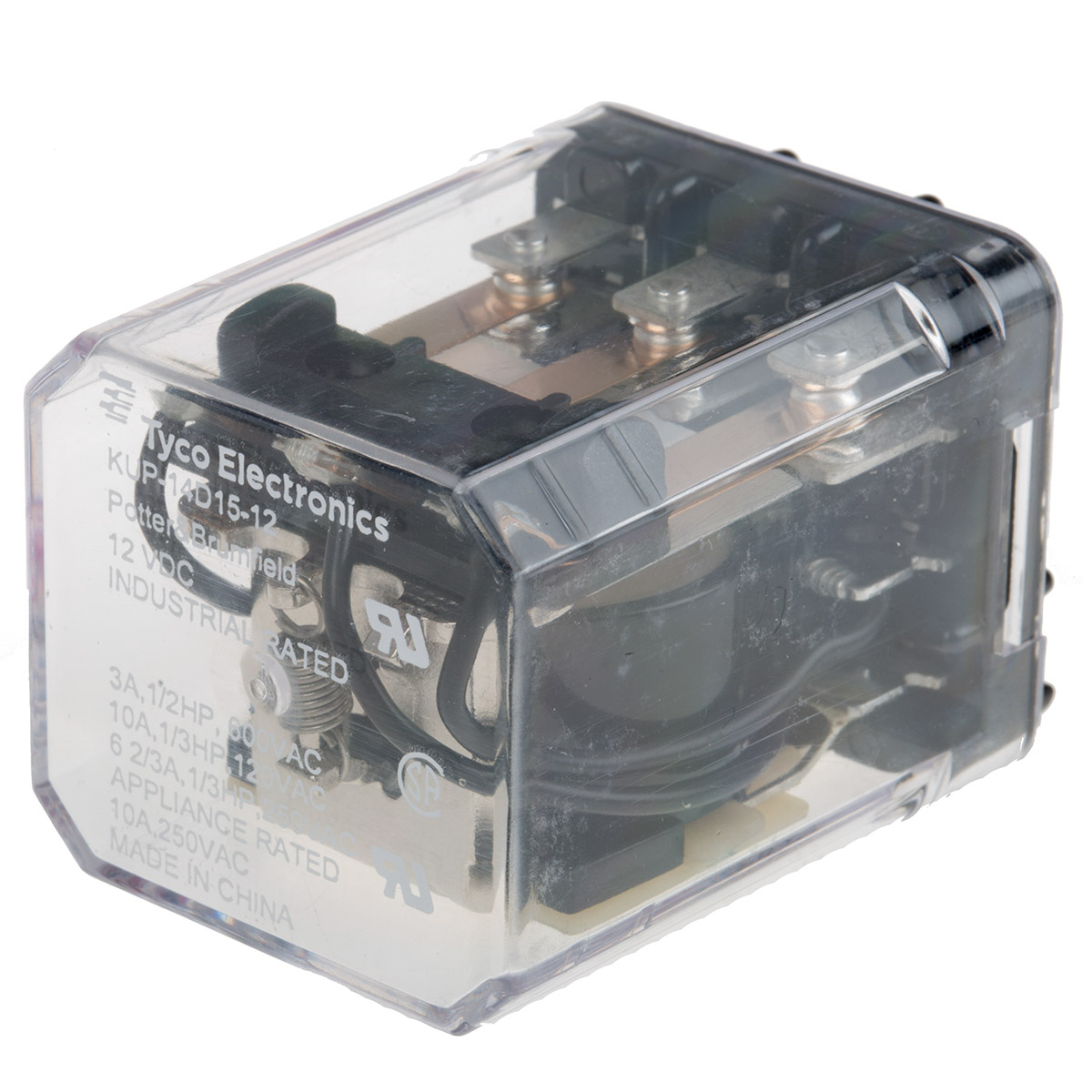 TE Connectivity Plug In Power Relay, 12V dc Coil, 10A Switching Current, 3PDT