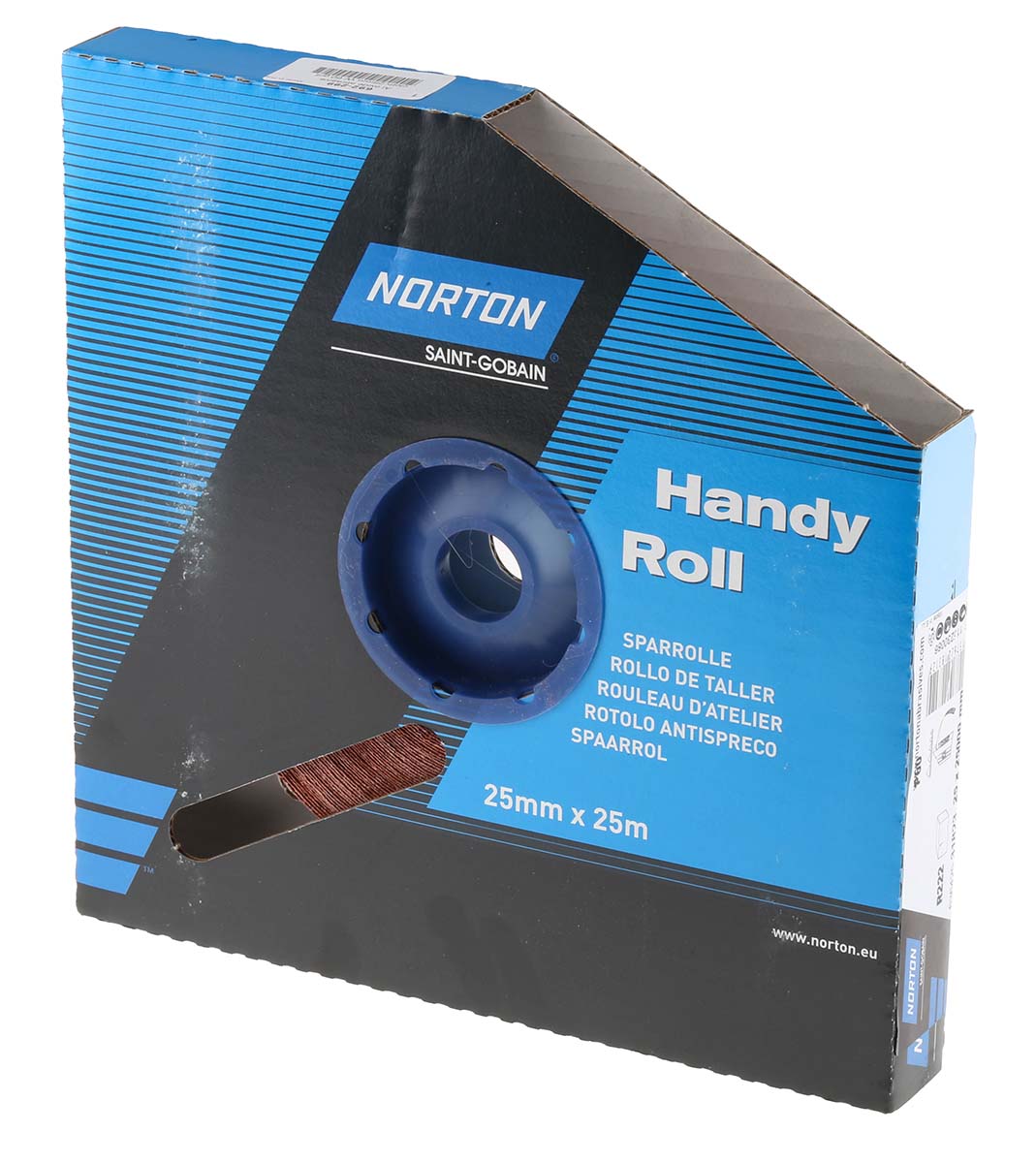 Norton P60 Grit Medium Sandpaper Roll, 25m x 25mm