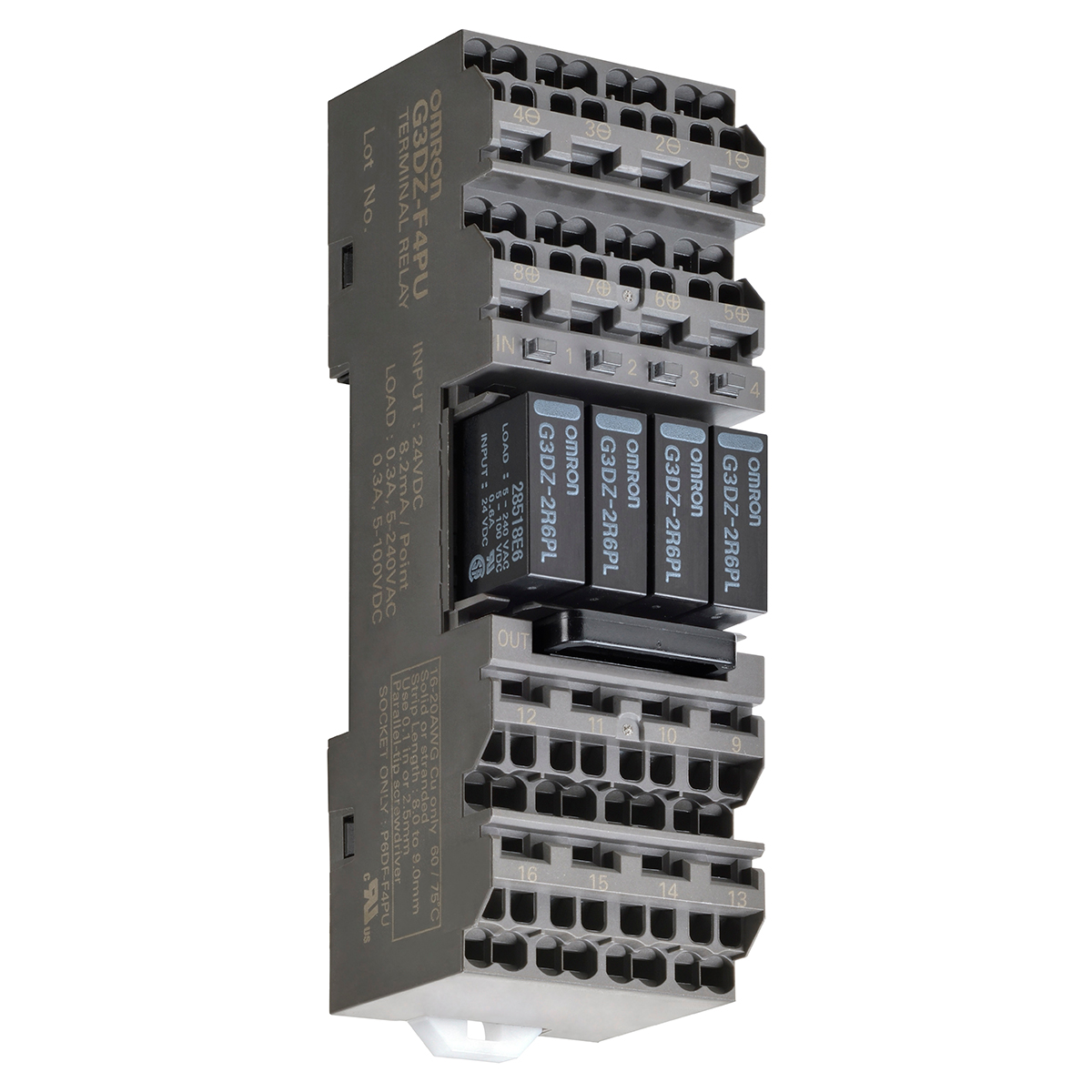 Omron Solid State Relay, DIN Rail Mount, 24V dc Coil, SPST, 4-Pole, 100 μA → 0.3 A Load