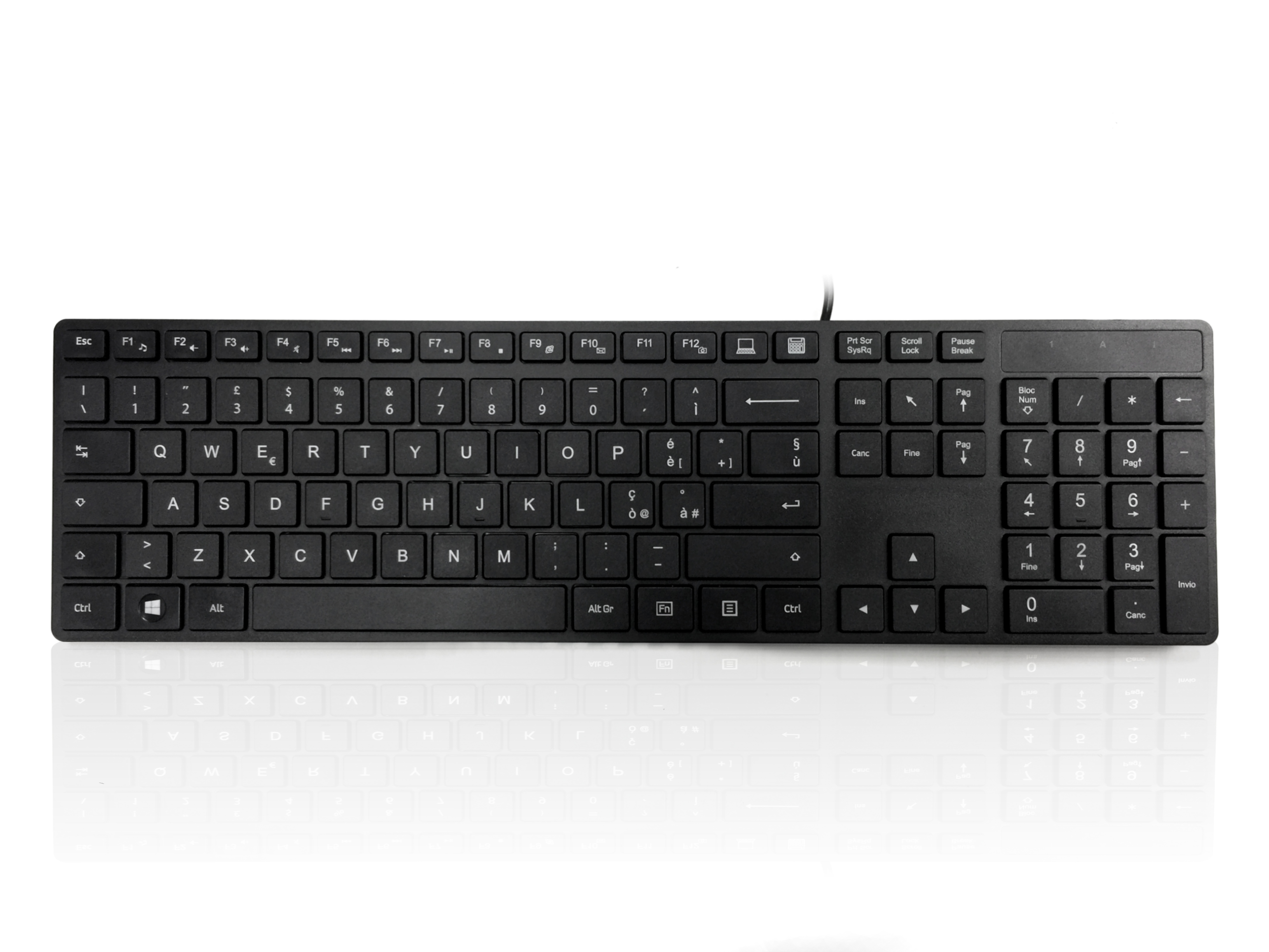 Ceratech KYBAC301-PBLK-IT Wired PS/2 Multimedia Keyboard, QWERTY (Italy), Black