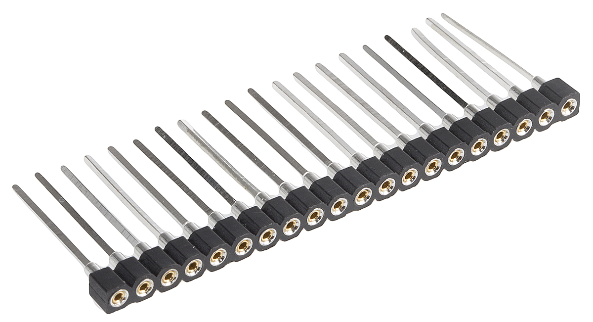 Winslow Straight Through Hole Mount Socket Strip, 20-Contact, 1-Row, 2.54mm Pitch, Wire Termination