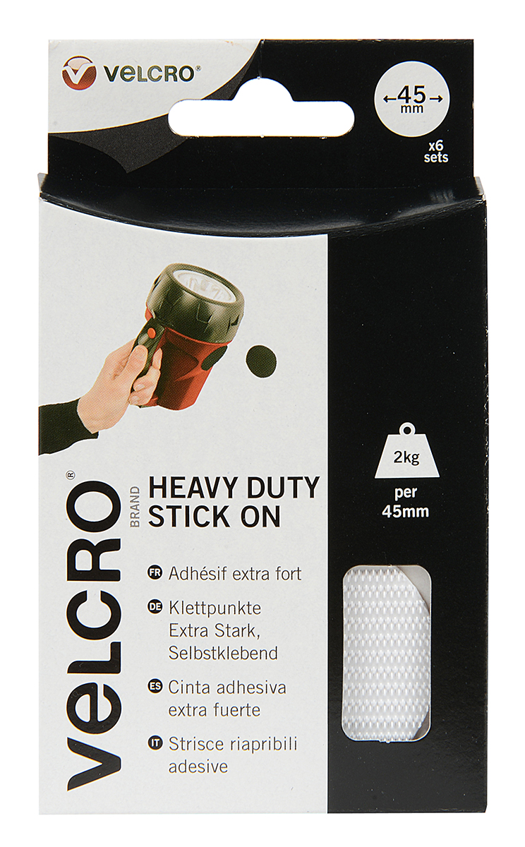 Velcro White Hook & Loop Tape, 45mm x 45mm