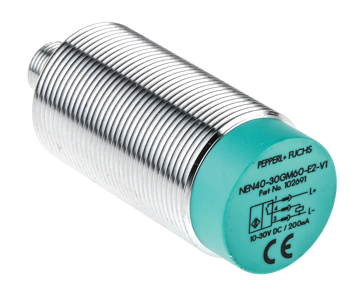 Pepperl + Fuchs Inductive Threaded Barrel Proximity Sensor, M30, 40 mm Detection, PNP NO, 10 → 30 V dc