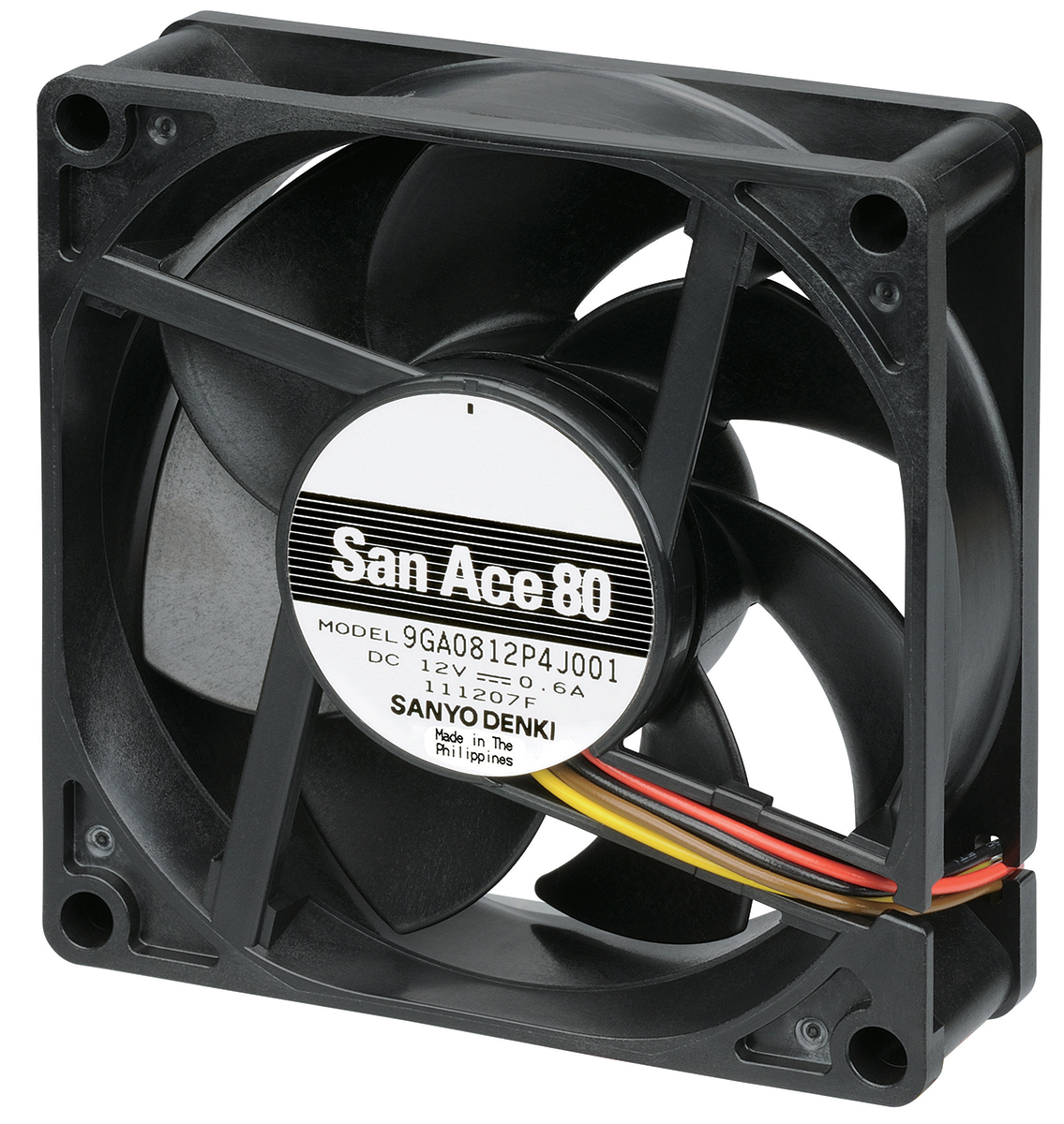 Sanyo Denki 9GA Series Axial Fan, 12 V dc, DC Operation, 87.5m³/h, 2.64W, 220mA Max, 80 x 80 x 25mm