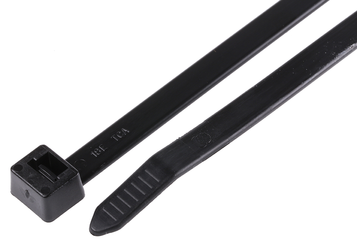 HellermannTyton Cable Tie, 225mm x 7.6 mm, Black Polyamide 6.6 (PA66), Pk-50