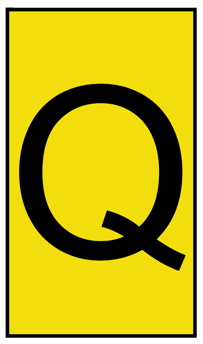 HellermannTyton Ovalgrip Slide On Cable Markers, Black on Yellow, Pre-printed "Q", 1.7 → 3.6mm Cable, 901-10670