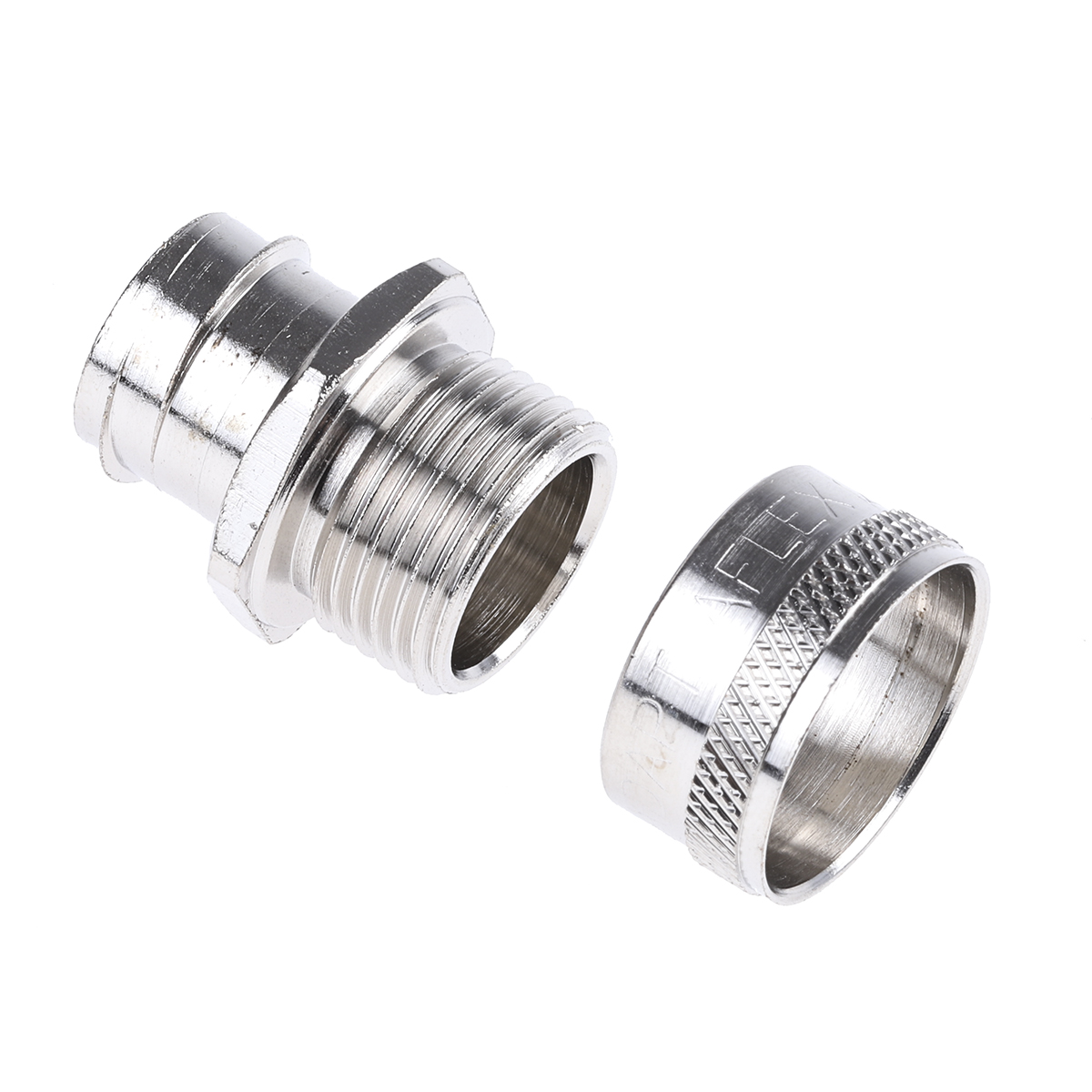 Adaptaflex Straight, Conduit Fitting, 20mm Nominal Size, M20, Brass, Silver IP54 rating