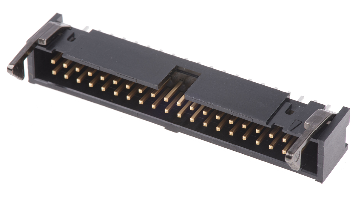 TE Connectivity AMP-LATCH Series Straight Through Hole PCB Header, 40 Contact(s), 2.54 mm Pitch, 2 Row, Shrouded
