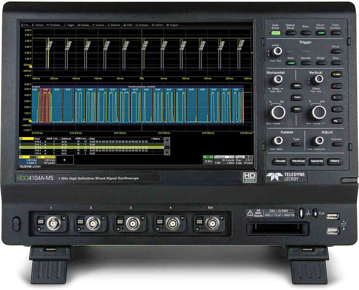 Teledyne LeCroy HDO4104A-MS HDO4000A Series, 1GHz Bench Oscilloscope, 4 Analogue Channels, 16 Digital Channels - UKAS