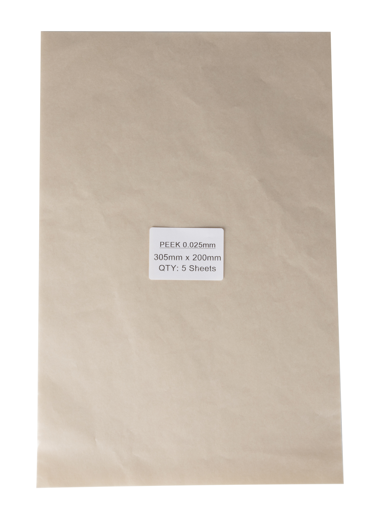 PEEK Plastic Film, 200mm x 305mm x 0.025mm