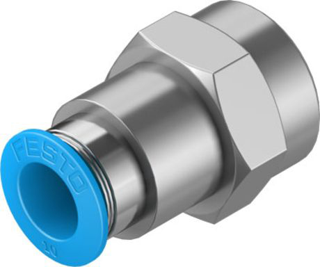 Festo Straight Threaded Adaptor, G 3/8 Female to Push In 10 mm, Threaded-to-Tube Connection Style, 130716