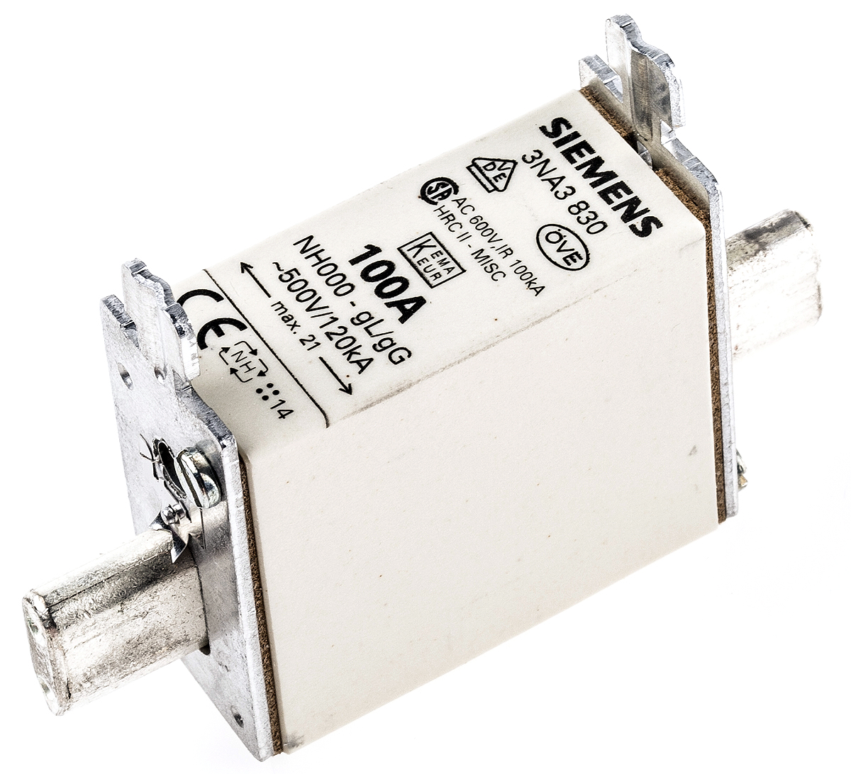 Siemens 100A 000 NH Centred Tag Fuse, gG, 500V ac