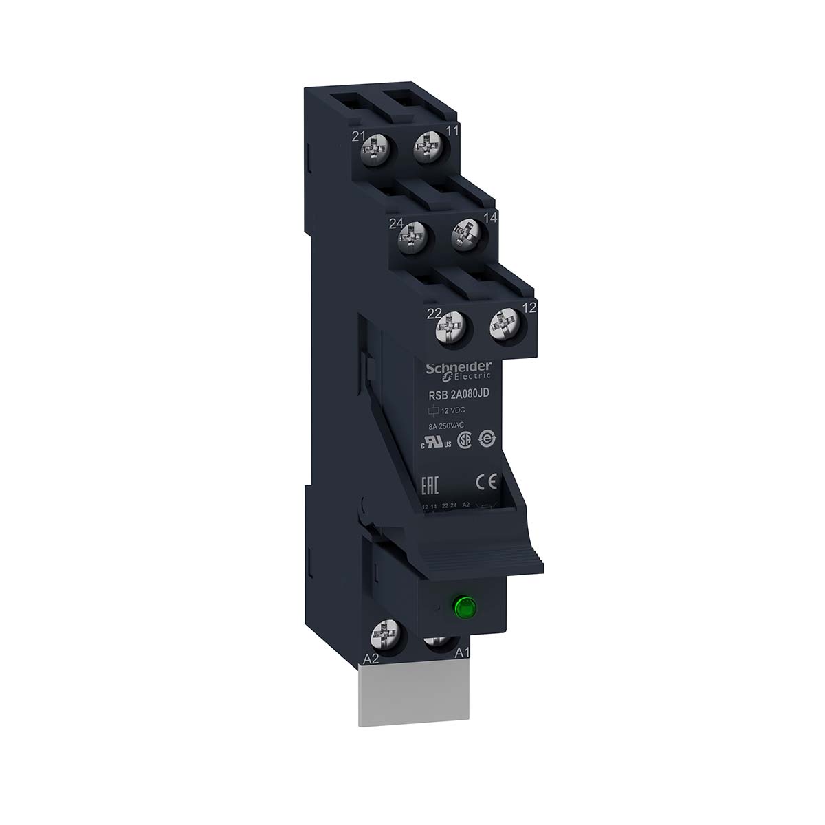 Schneider Electric Harmony Relay RSB Series Interface Relay, DIN Rail Mount, 12V dc Coil, DPDT, 8A Load