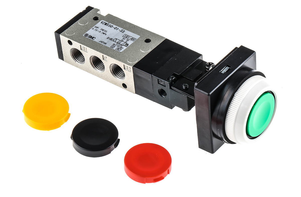 SMC Push Button 5/2 Pneumatic Manual Control Valve VZM500 Series, Rc 1/8, 1/8in, III B
